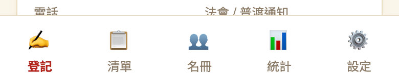 下方五個按鈕