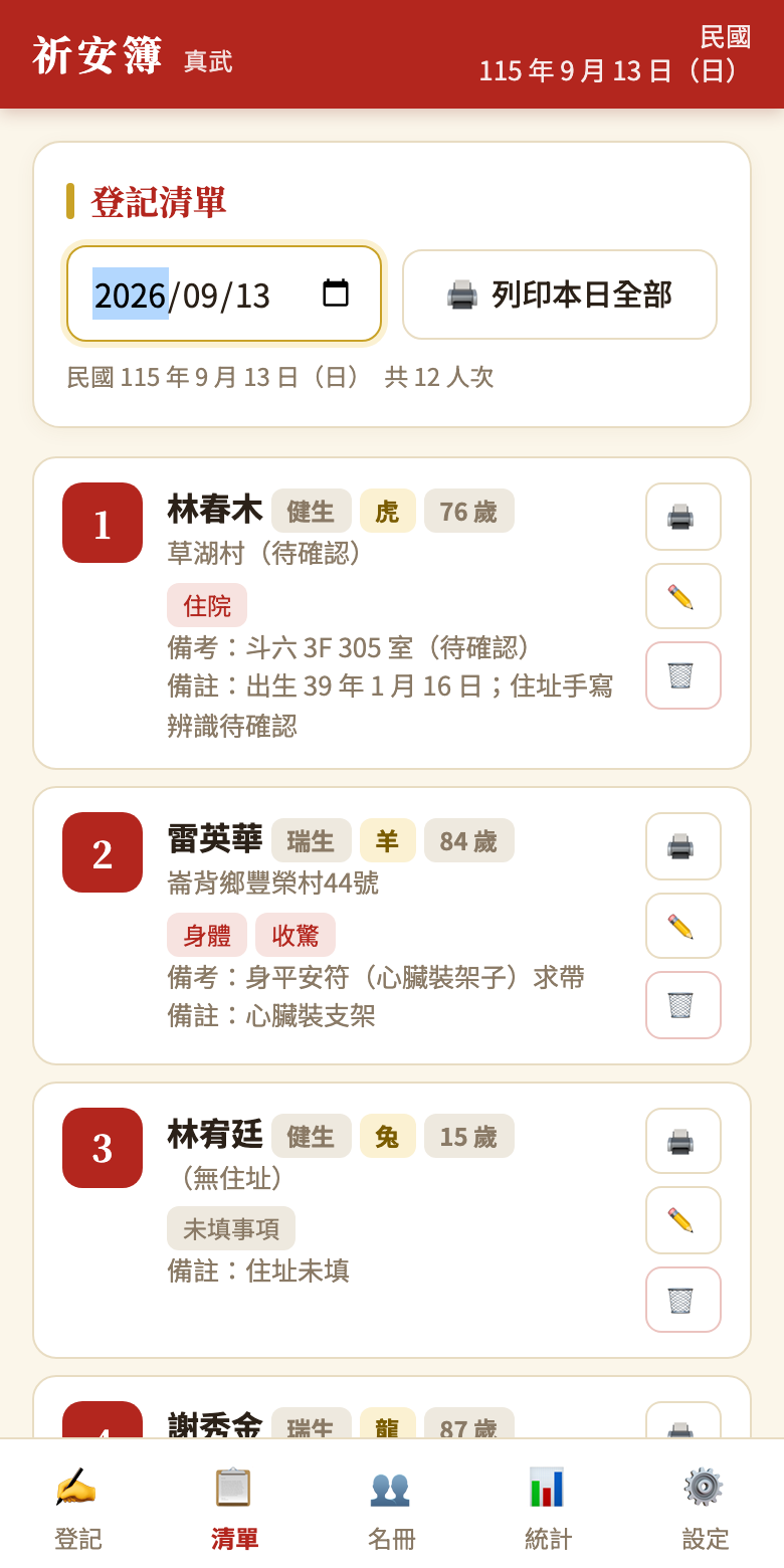 今日清單